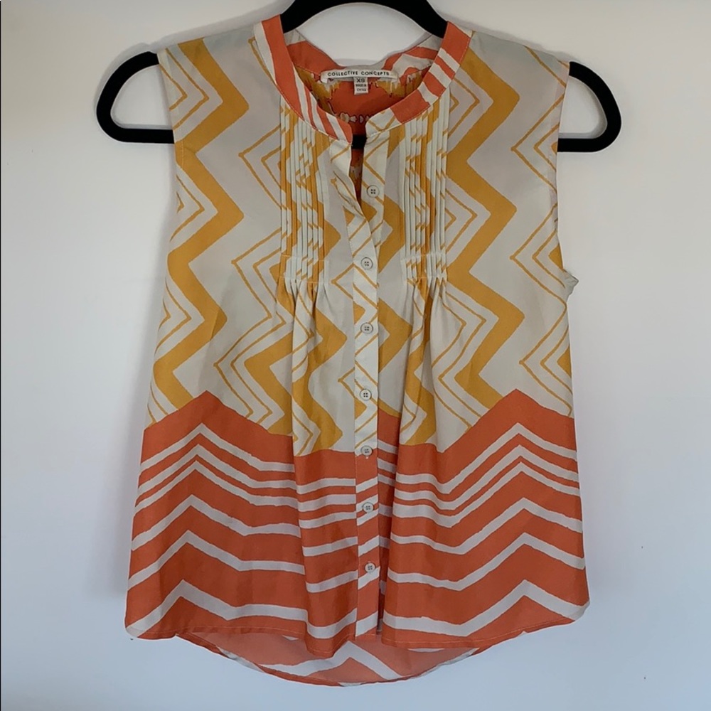 Collective Concepts Sleeveless Pleated Blouse
